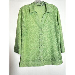 Studio Works 3/4 Sleeves Sheer Light Green Blouse‎ Women’s Size Medium